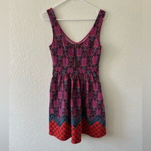 Maeve Pink and Blue Geometric Mini Dress